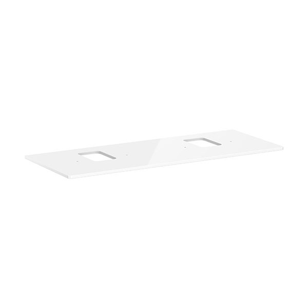 Hansgrohe Xelu Q Konsole 1360/550 mit 2 Ausschnitten für Aufsatzwaschtisch mit Hahnloch Weiß Hochglanz