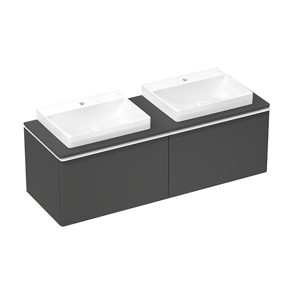 Hansgrohe Xelu Q Konsole 1560/550 mit 2 Ausschnitte für Aufsatzwaschtisch geschliffen 600/480 Diamantgrau Matt