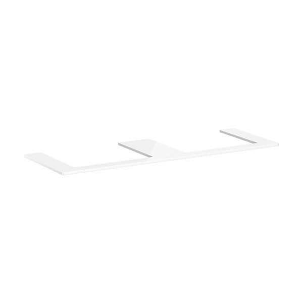 Hansgrohe Xelu Q Konsole 1560/550 mit 2 Ausschnitte für Aufsatzwaschtisch geschliffen 600/480 Weiß Hochglanz