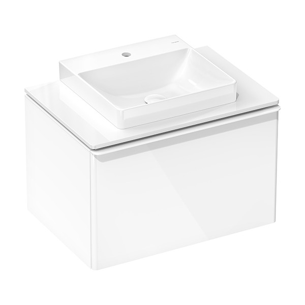 Hansgrohe Xelu Q Konsole 780/550 mit Ausschnitt mittig für Aufsatzwaschtisch geschliffen 500/480 Weiß Hochglanz