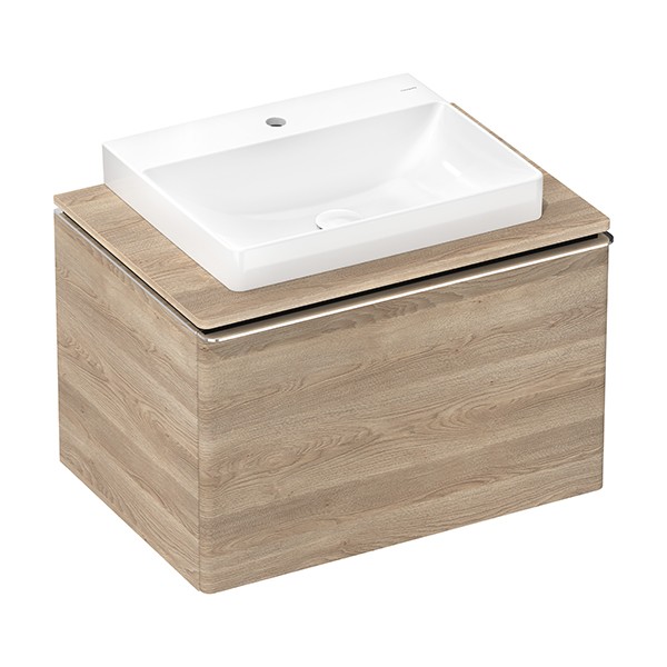 Hansgrohe Xelu Q Konsole 780/550 mit Ausschnitt mittig für Aufsatzwaschtisch geschliffen 600/480 Eiche Natur