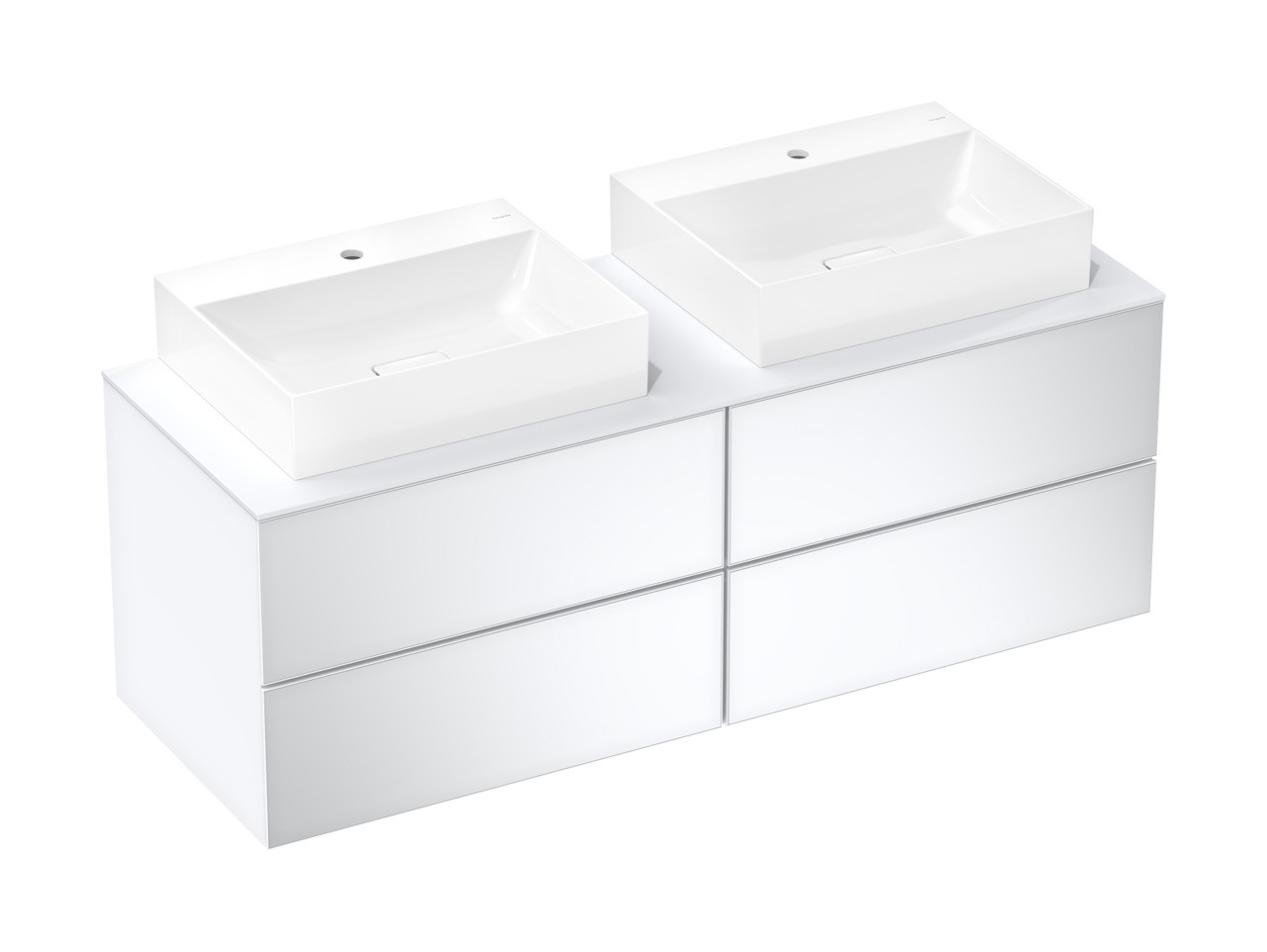 Hansgrohe Xevolos E Aufsatzwaschtisch geschliffen 600/480 mit Hahnloch ohne Überlauf, SmartClean Weiß