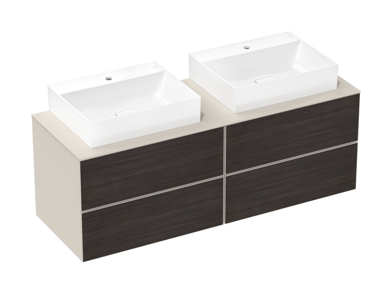 Hansgrohe Xevolos E Aufsatzwaschtisch geschliffen 600/480 mit Hahnloch ohne Überlauf, SmartClean Weiß