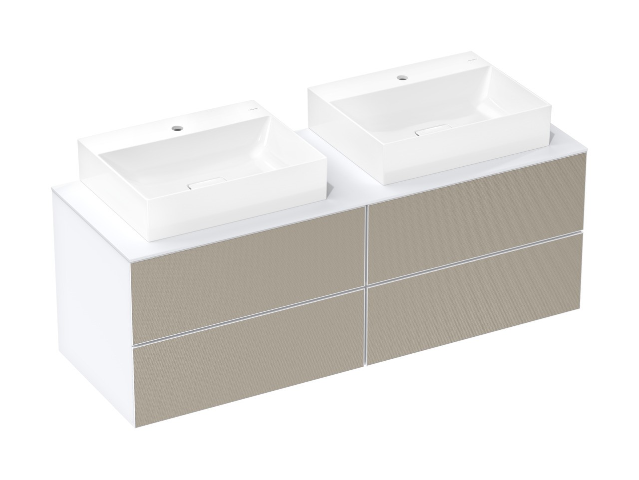 Hansgrohe Xevolos E Aufsatzwaschtisch geschliffen 600/480 mit Hahnloch ohne Überlauf, SmartClean Weiß