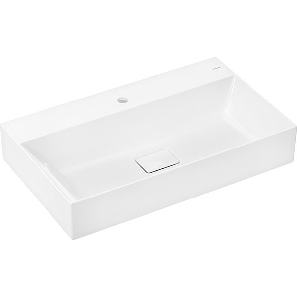 Hansgrohe Xevolos E Aufsatzwaschtisch geschliffen 800/480 mit Hahnloch ohne Überlauf, SmartClean Weiß