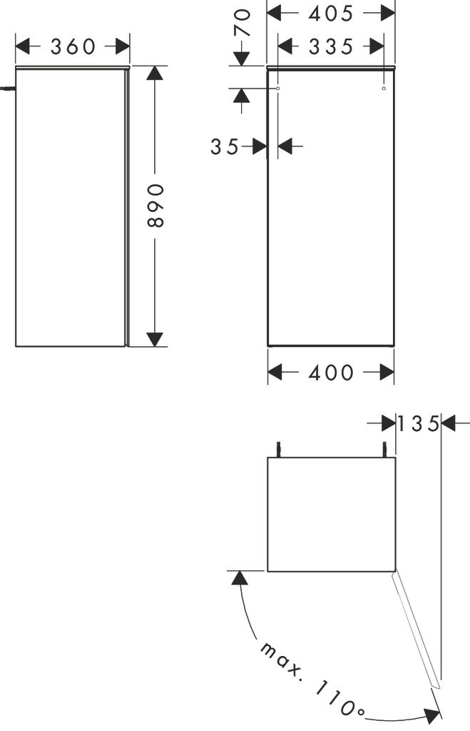 Hansgrohe Xevolos E Halbhochschrank Mattweiß 400/360, Türanschlag rechts Bronze Struktur