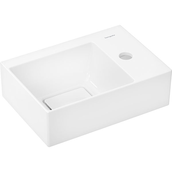 Hansgrohe Xevolos E Handwaschbecken 360/250 mit Hahnloch rechts ohne Überlauf, SmartClean Weiß
