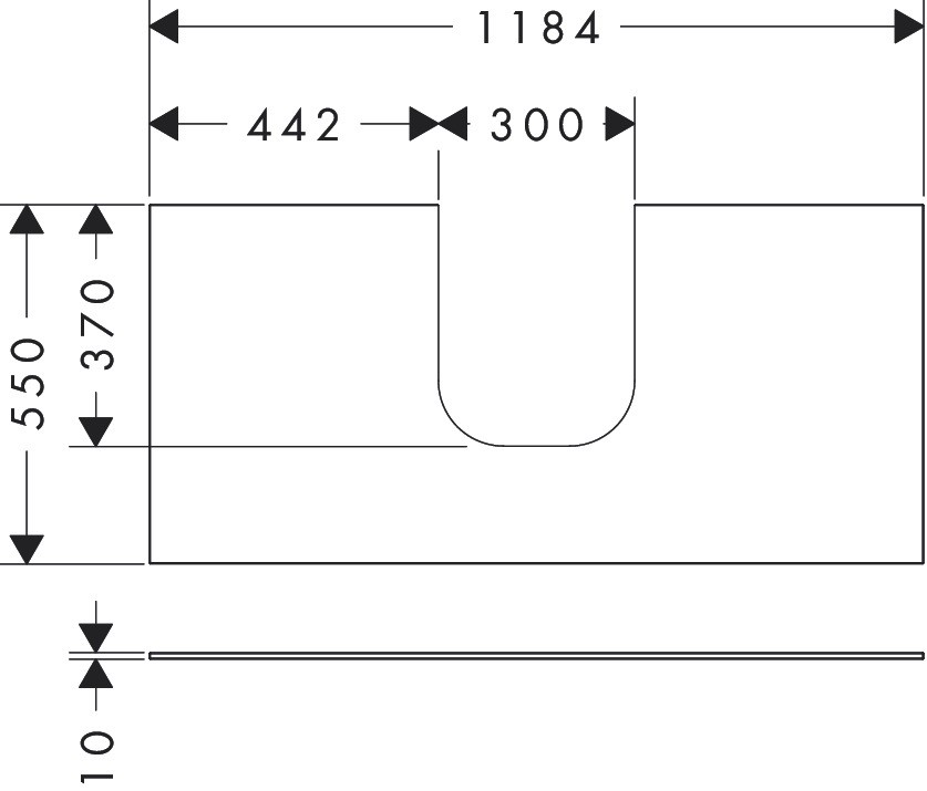 Hansgrohe Xevolos E Konsole 1180/550 mit Ausschnitt mittig für Aufsatzwaschtisch geschliffen 500/480 und 600/480 Sandbeige Matt