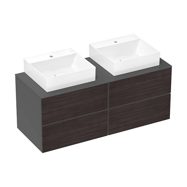 Hansgrohe Xevolos E Konsole 1370/550 mit 2 Ausschnitten für Aufsatzwaschtisch geschliffen 500/480 Schiefergrau Matt