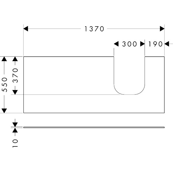 Hansgrohe Xevolos E Konsole 1370/550 mit Ausschnitt rechts für Aufsatzwaschtisch geschliffen 500/480 Mattweiß