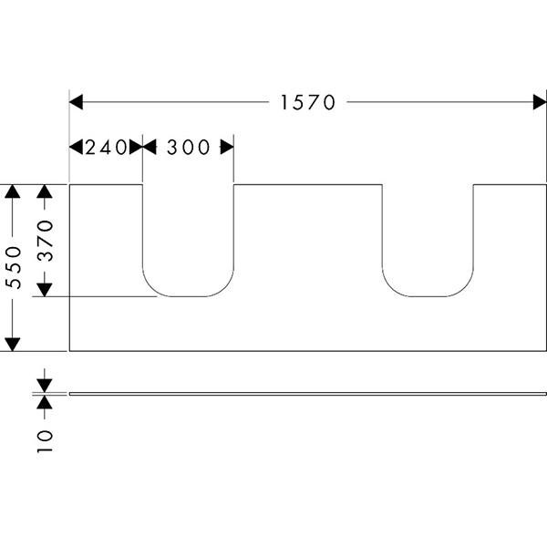 Hansgrohe Xevolos E Konsole 1570/550 mit 2 Ausschnitten für Aufsatzwaschtisch geschliffen 600/480 Mattweiß