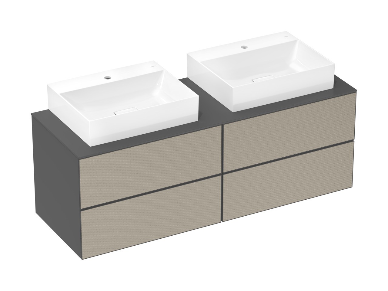 Hansgrohe Xevolos E Konsole 1570/550 mit 2 Ausschnitten für Aufsatzwaschtisch geschliffen 600/480 Schiefergrau Matt