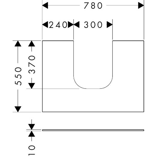 Hansgrohe Xevolos E Konsole 780/550 mit Ausschnitt mittig für Aufsatzwaschtisch geschliffen 500/480 und 600/480 Sandbeige Matt