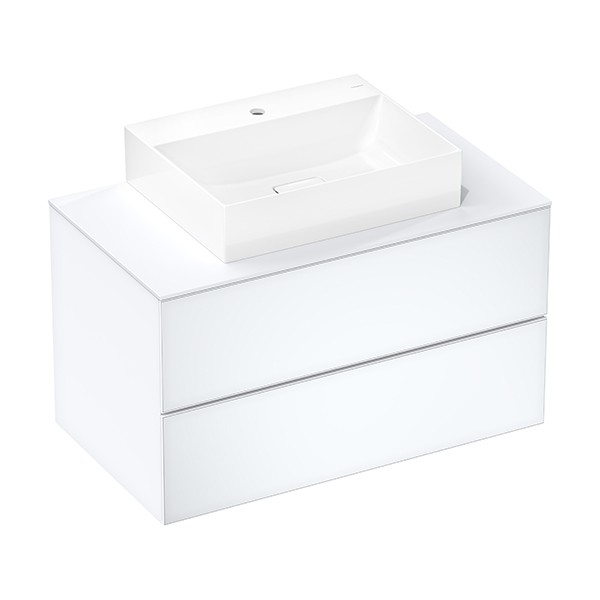 Hansgrohe Xevolos E Konsole 980/550 mit Ausschnitt mittig für Aufsatzwaschtisch geschliffen 500/480 und 600/480 Mattweiß