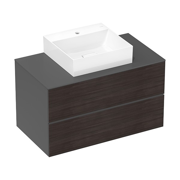 Hansgrohe Xevolos E Konsole 980/550 mit Ausschnitt mittig für Aufsatzwaschtisch geschliffen 500/480 und 600/480 Schiefergrau Matt