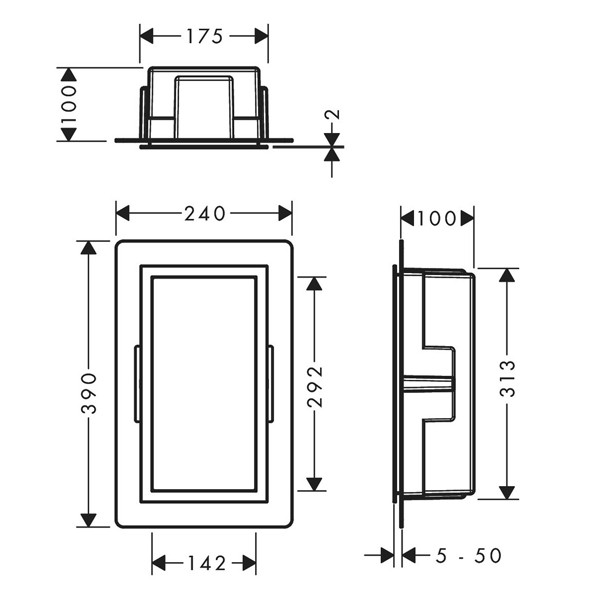 HG XtraStoris Individual Wandnische mit Designrahmen 300x150x100mm BST/PGO