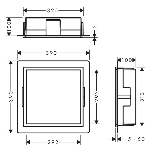 HG XtraStoris Individual Wandnische mit Designrahmen 300x300x100mm BST/BST