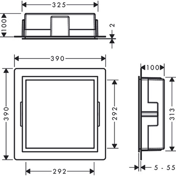 HG XtraStoris Individual Wandnische mit Designrahmen 300x300x100mm BST/BST