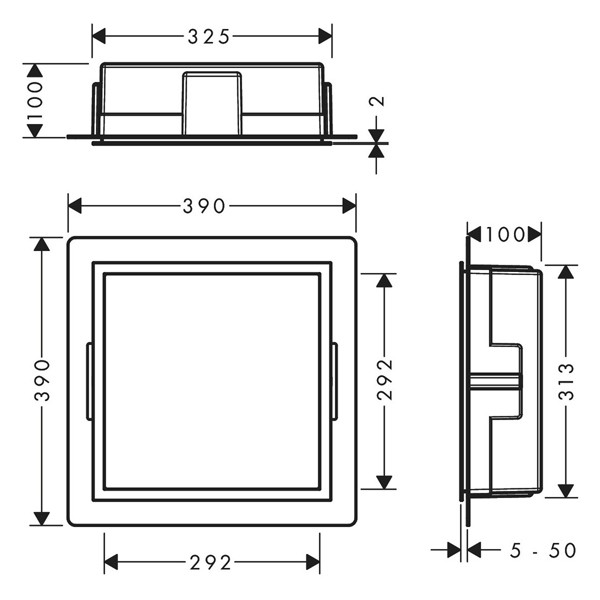 HG XtraStoris Individual Wandnische mit Designrahmen 300x300x100mm MW/MSW