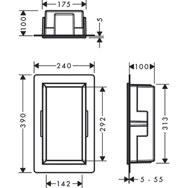 HG XtraStoris Original Wandnische mit integrier.Rah.300 x 150 x 100 mm MSW