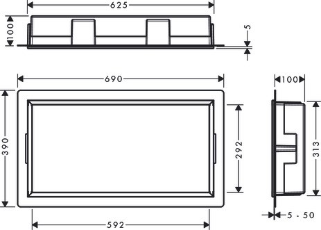 HG XtraStoris Original Wandnische mit integrier.Rah.300 x 600 x 100 mm MW