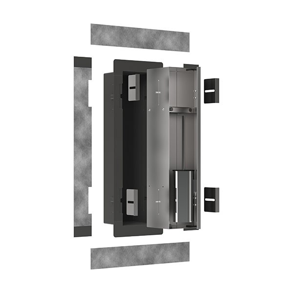 Hansgrohe XtraStoris Rock Einbau Toilettenbürstenhalter mit Ablage und befliesbarer Tür Mattschwarz