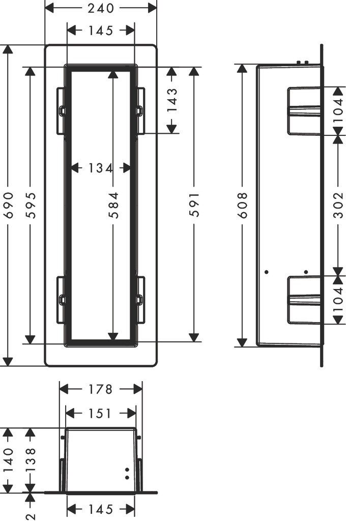 Hansgrohe XtraStoris Rock Einbau Toilettenbürstenhalter mit Ablage und befliesbarer Tür Mattweiß
