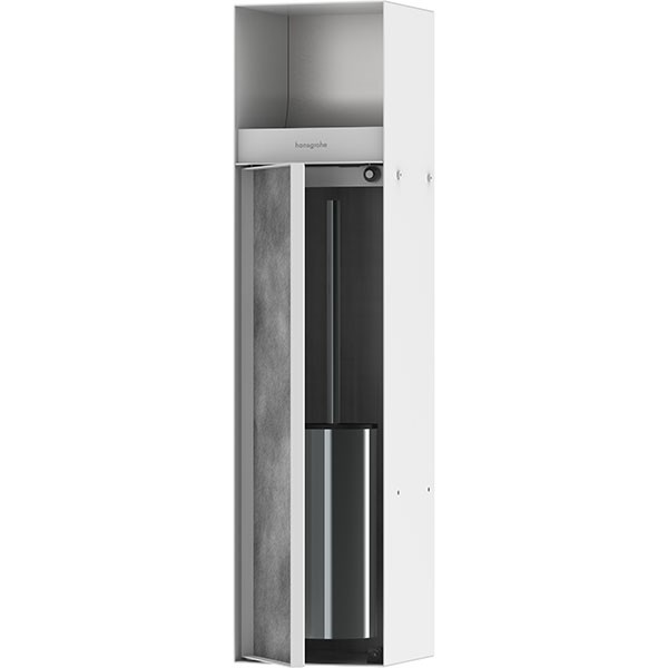 Hansgrohe XtraStoris Rock Einbau Toilettenbürstenhalter mit Papierhalter und befliesbarer Tür Mattweiß