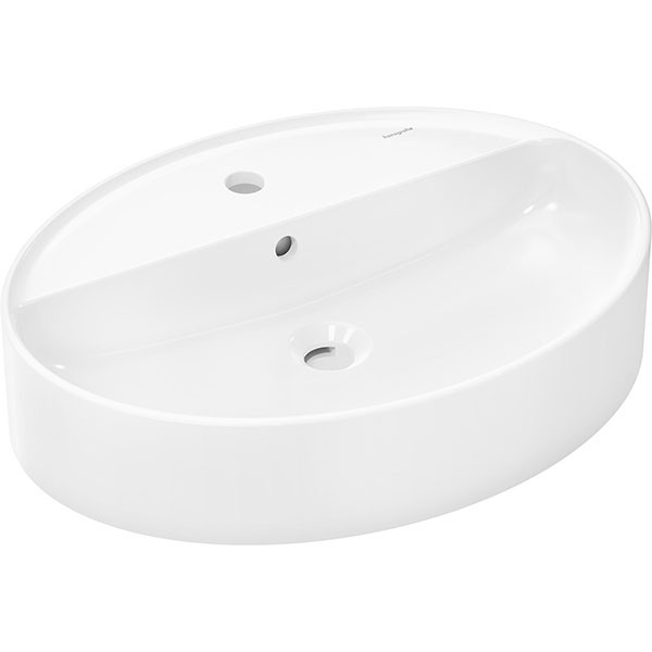 Hansgrohe Xuniva D Aufsatzwaschtisch 600/450 mit Hahnloch und Überlauf, SmartClean Weiß