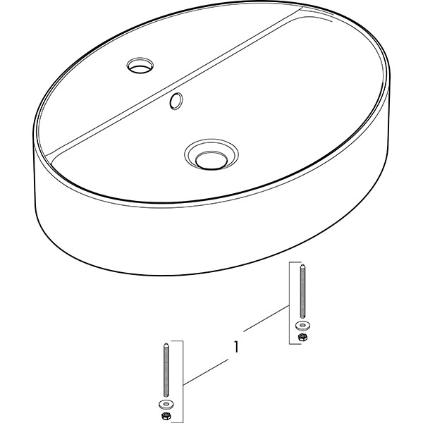 Hansgrohe Xuniva D Aufsatzwaschtisch 600/450 mit Hahnloch und Überlauf Weiß