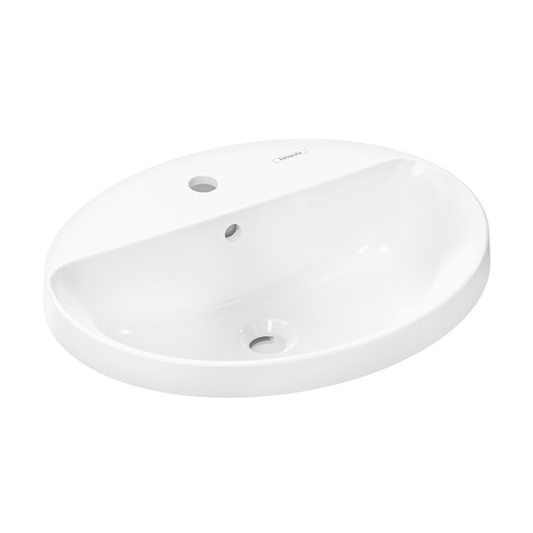 Hansgrohe Xuniva D Einbauwaschtisch 550/450 mit Hahnlohn und Überlauf Weiß