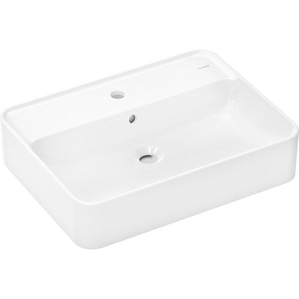 Hansgrohe Xuniva Q Aufsatzwaschtisch 600/450 mit Hahnloch und Überlauf, SmartClean Weiß