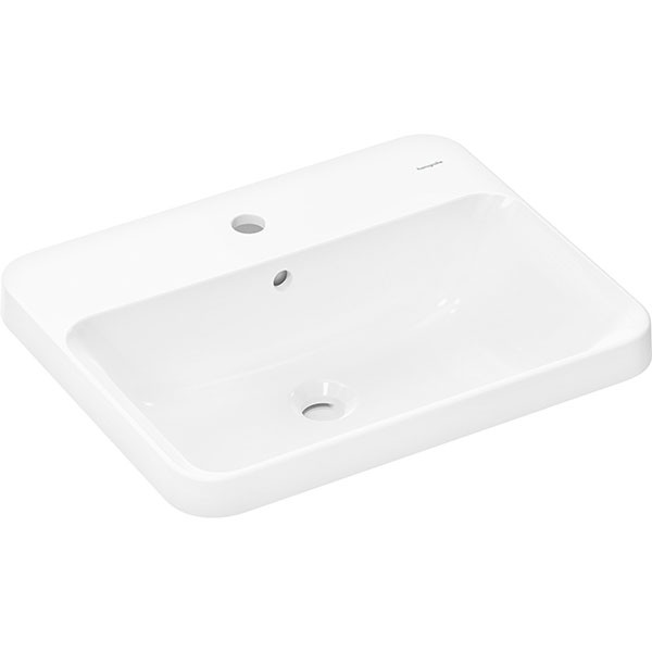 Hansgrohe Xuniva Q Einbauwaschtisch 550/450 mit Hahnloch und Überlauf, SmartClean Weiß