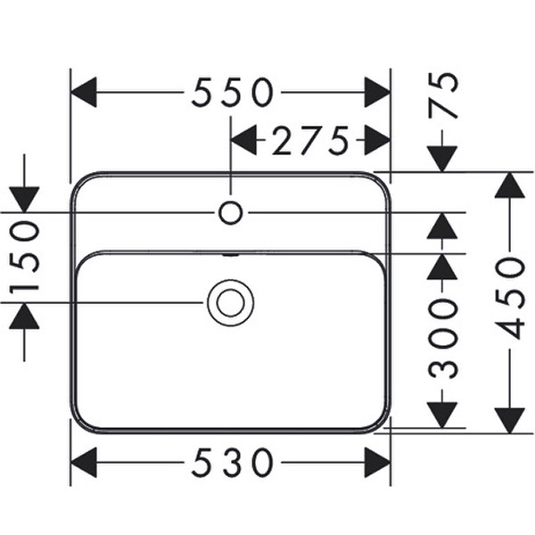 Hansgrohe Xuniva Q Einbauwaschtisch 550/450 mit Hahnloch und Überlauf, SmartClean Weiß
