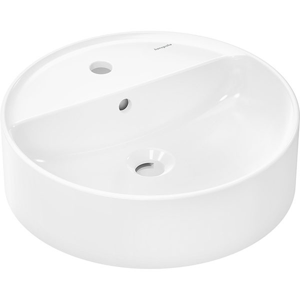 Hansgrohe Xuniva S Aufsatzwaschtisch 450/450 mit Hahnloch und Überlauf, SmartClean Weiß