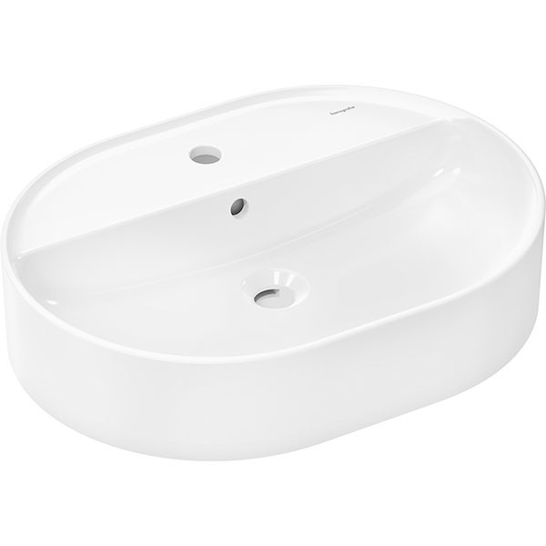 Hansgrohe Xuniva U Aufsatzwaschtisch 600/450 mit Hahnloch und Überlauf, SmartClean Weiß