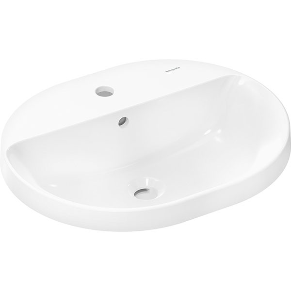 Hansgrohe Xuniva U Einbauwaschtisch 550/450 mit Hahnloch und Überlauf, SmartClean Weiß