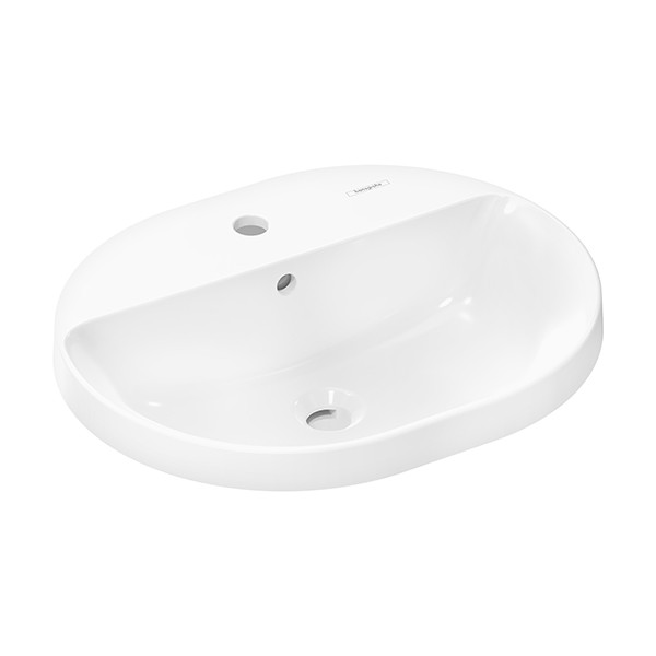 Hansgrohe Xuniva U Einbauwaschtisch 550/450 mit Hahnloch und Überlauf Weiß