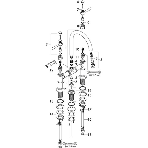 Hansgrohe Zweigriff Waschtischarmatur 220 Axor Montreux Brücke Hebelgriff BN