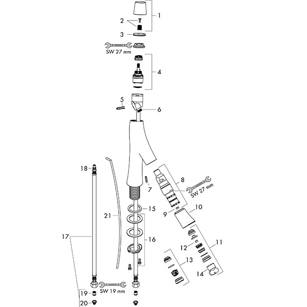 HG Zweigriff Waschtischarmatur 240 Axor Starck Organic für Handwaschbecken chrom
