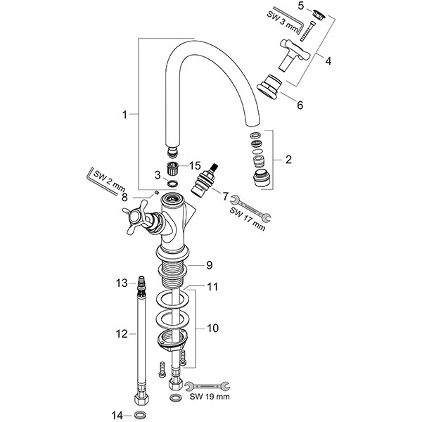 Hansgrohe Zweigriff Waschtischarmatur Axor Montreux ohne Ablaufgarnitur chrom