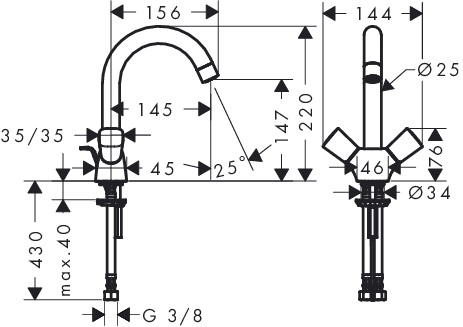 Hansgrohe Zweigriff Waschtischarmatur Logis chrom