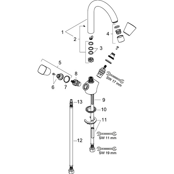 HG Zweigriff Waschtischarmatur Logis chrom ohne Ablaufgarnitur