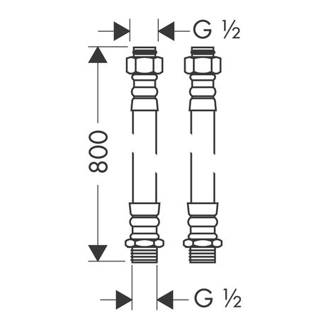 HG Anschlußschlauch Set 2-L.Thermostat Wannenrand Axor heiss/kalt