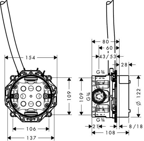 HG Waschtischmischer Elektronik Axor Uno Grundkörper Standmodell
