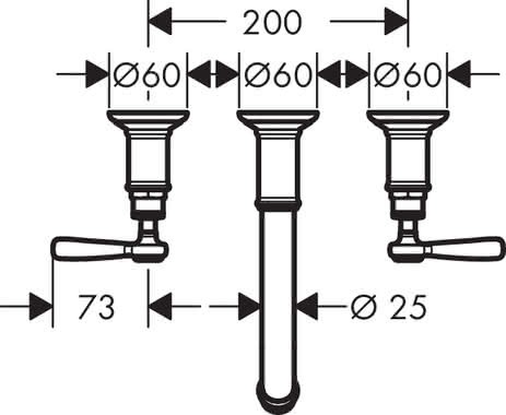 HG 3-Loch Waschtischarmatur Axor Montreux Wand Fertigset Hebelgriff BN