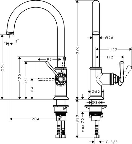 HG Spültischmischer Axor Montreux Schwenkauslauf chrom