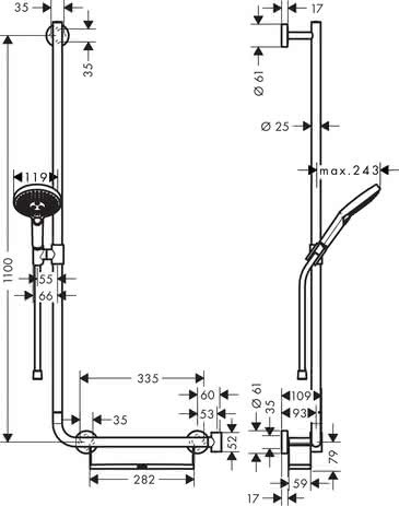 HG Brausenset Raindance Select S 120 Unica Comfort 1100mm L weiss/chrom