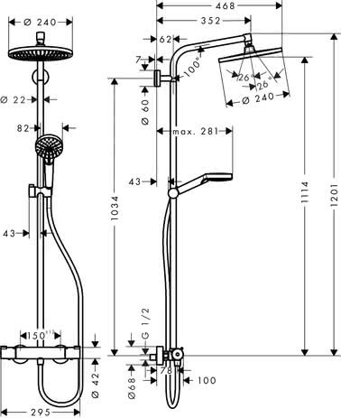 HG Showerpipe Crometta S 240 EcoSmart chrom