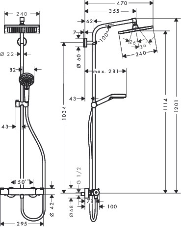 HG Showerpipe Crometta E 240 EcoSmart chrom